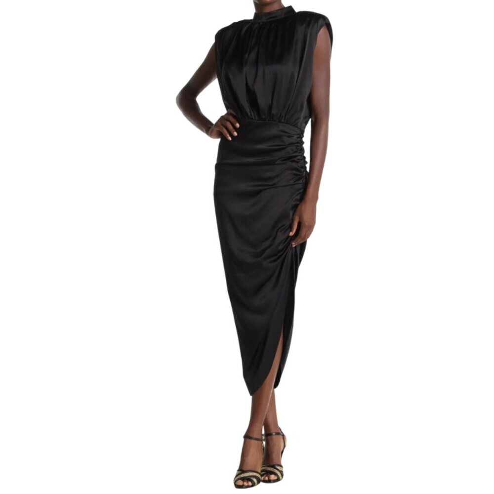 Veronica Beard Kendall Dress Womens 4 Black Stretch Silk Sleeveless High Neck